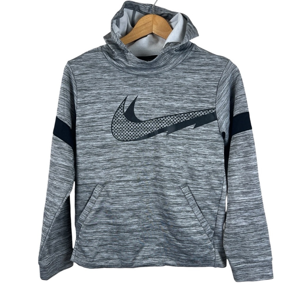 Nike Swoosh Dri-Fit Black White Grey Hoodie Boys Unisex Size Large